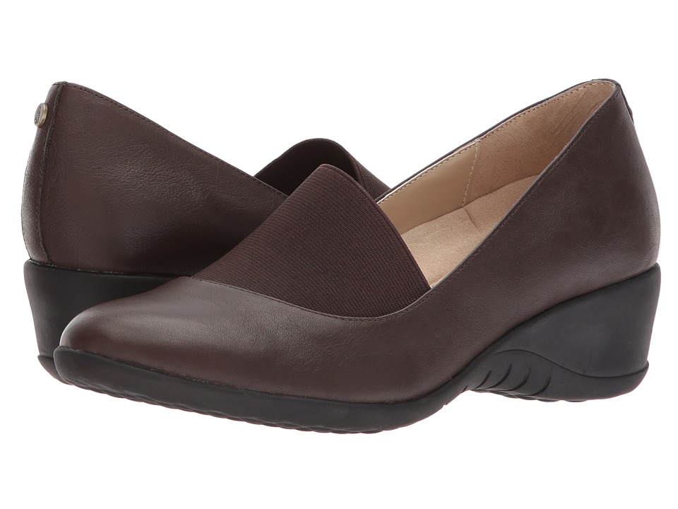 Hush Puppies Odell Elastic Pump (Dark Brown Leather) Wedges