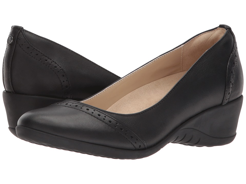 Hush Puppies Odell Slip-On (Black Leather) Wedges