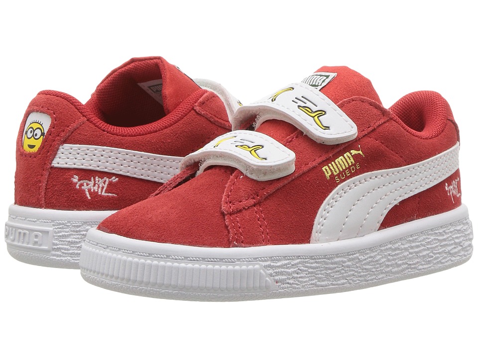Puma Kids Minions Suede V (Toddler) (High Risk Red/Puma White) Kids Shoes
