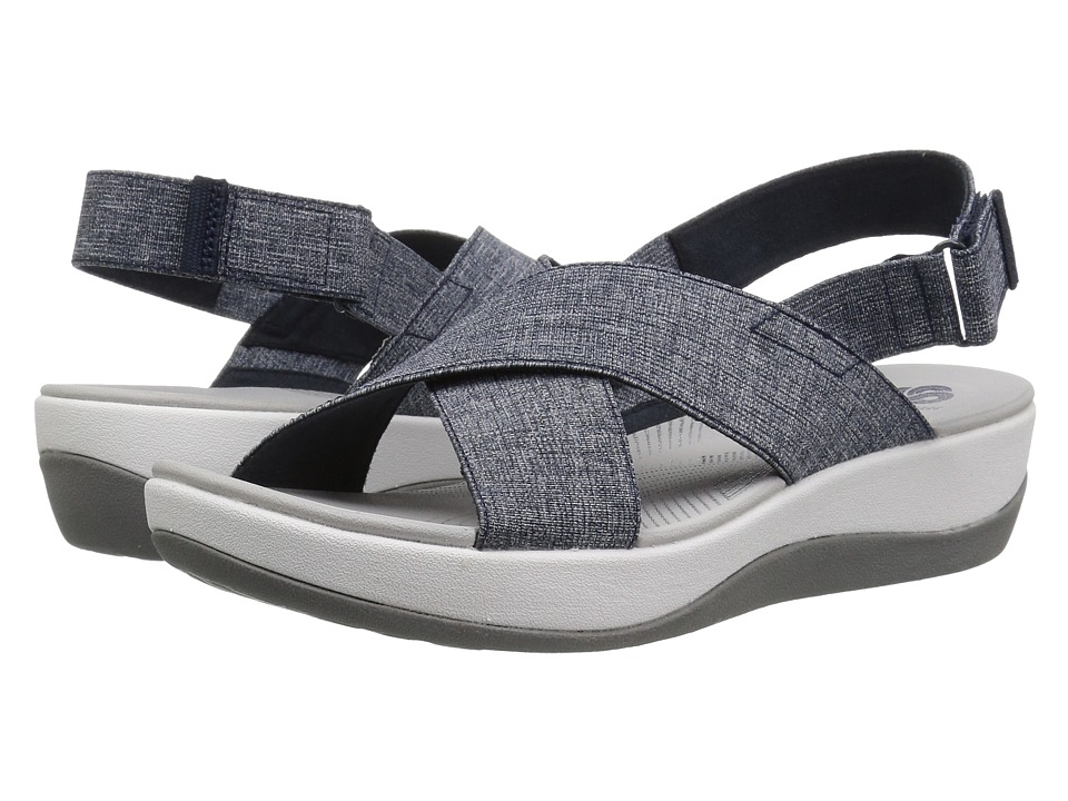 Clarks Arla Kaydin (Navy/White Heathered Elastic) Women's Shoes