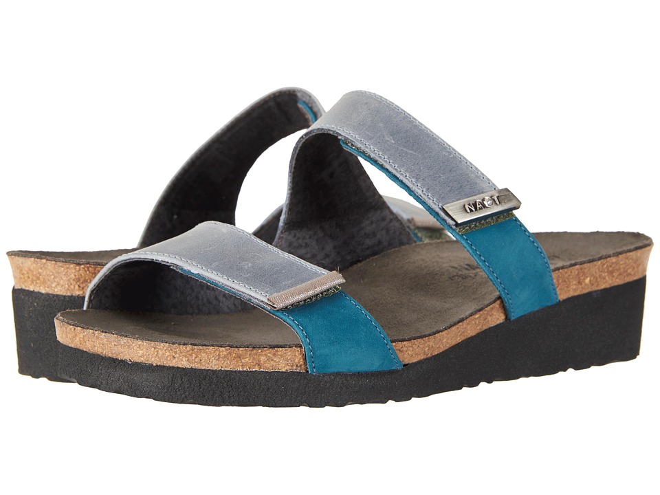 Naot Jacey - Wide (Vintage Slate Leather/Teal Nubuck/Silver Threads Leather) Women's Shoes