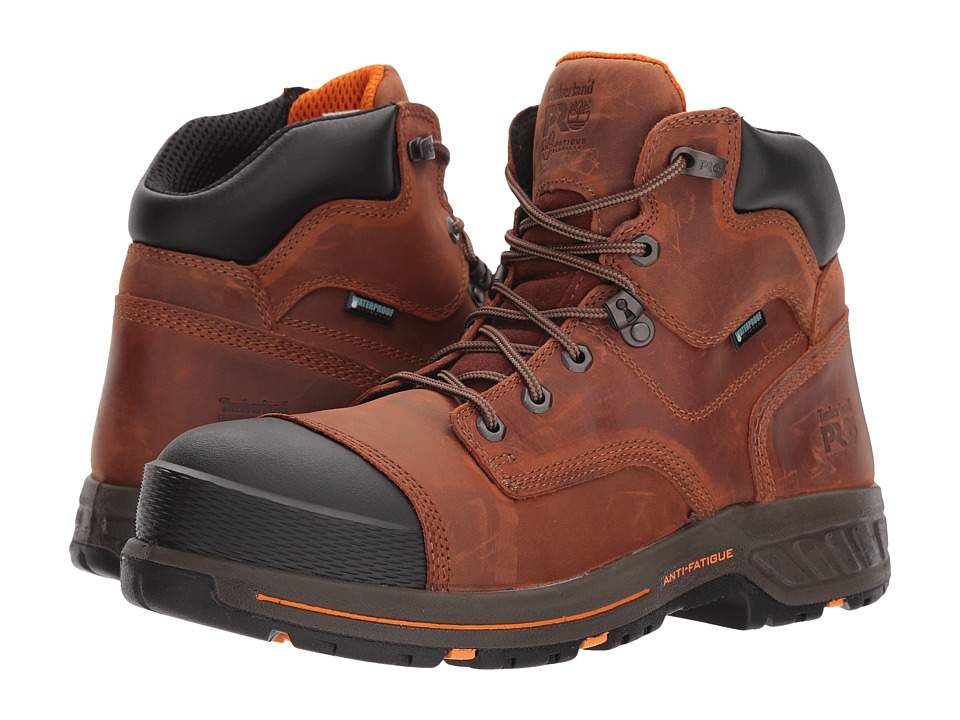 Timberland PRO - Helix HD 6 Soft Toe Waterproof (Distressed Red Brown) Mens Work Lace-up Boots