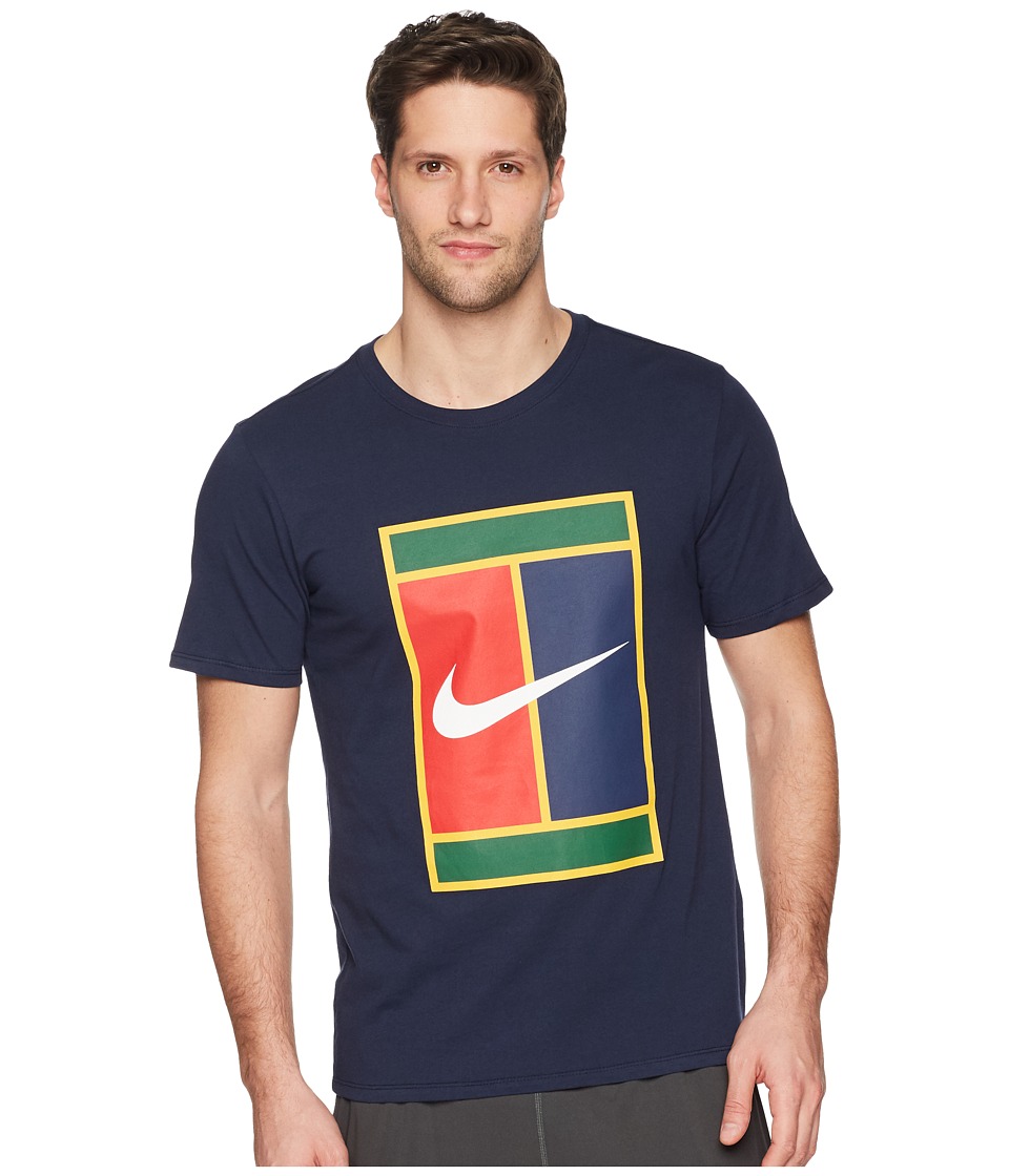 Nike Court Heritage Logo Tennis Tee (Obsidian/Obsidian) Men