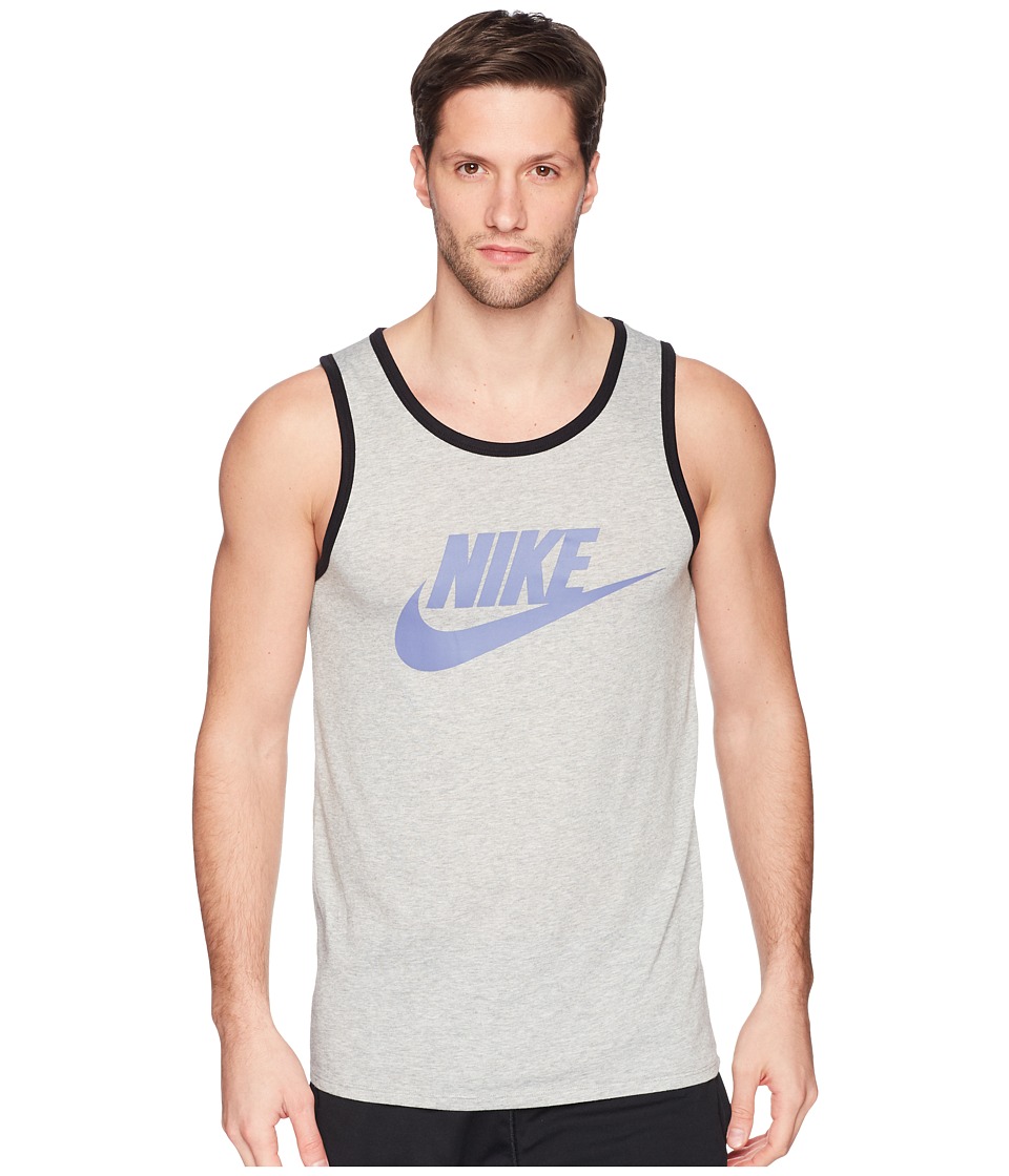 Nike Ace Logo Tank Top (Dark Grey Heather/Black/Purple Slate) Men