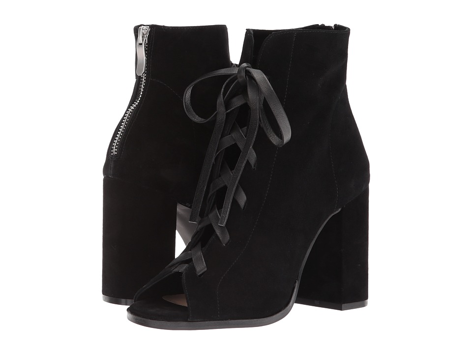 Kristin Cavallari Layton Peep Toe Bootie (Black Kid Suede) Women's Dress Boots