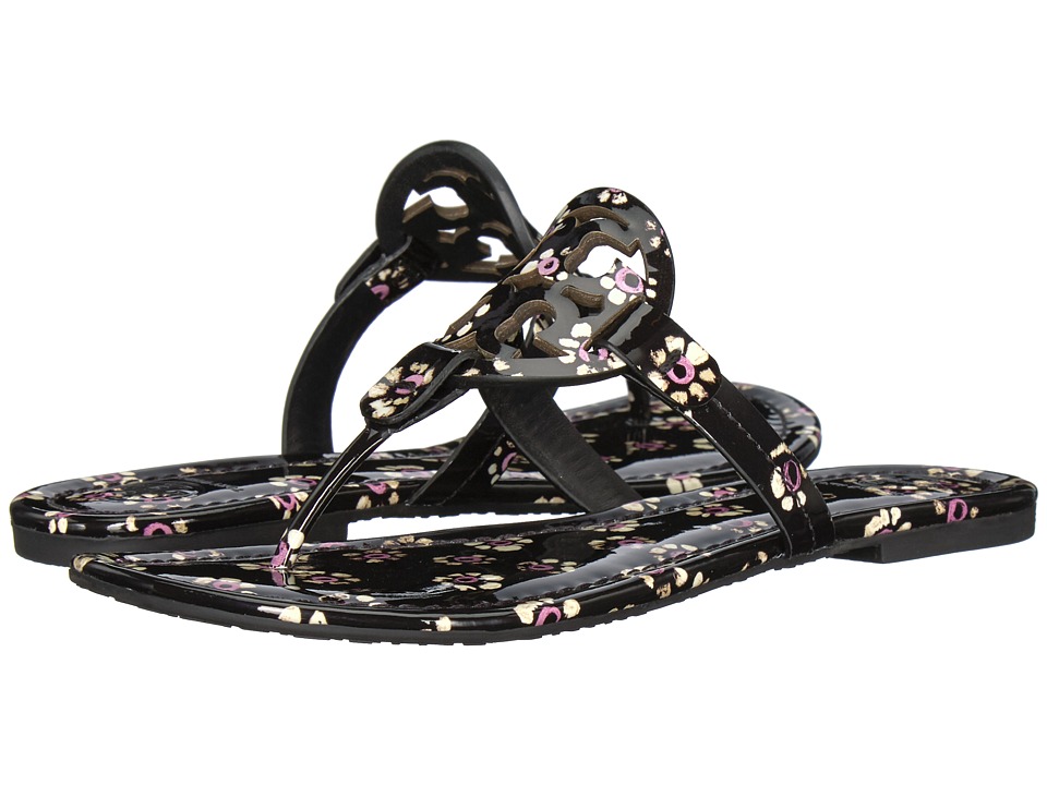 Tory Burch Miller Flip Flop Sandal (Black Stamped Floral) Women's Shoes