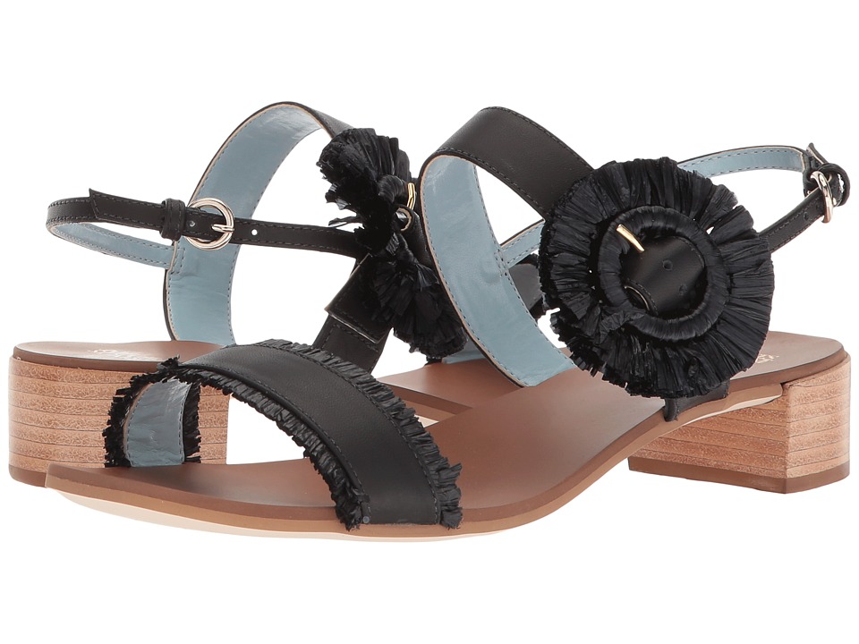 Frances Valentine Joy (Black Calf/Raffia) Women's Shoes