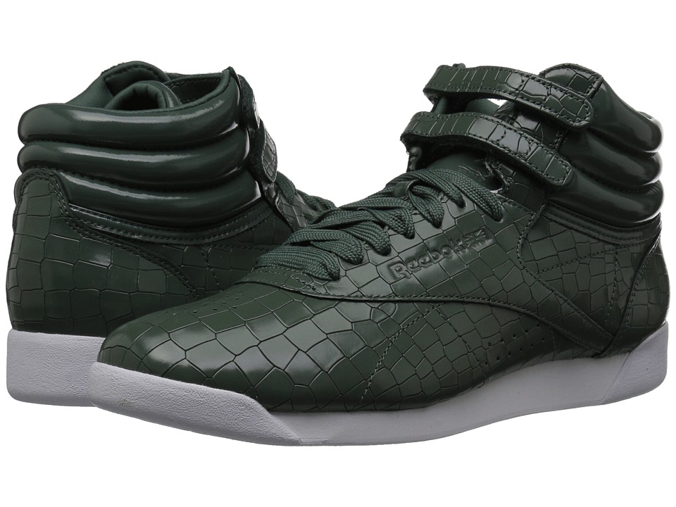 Reebok Lifestyle Freestyle Hi Crackle (Chalk Green/Pragmatic Teal/White) Women's Classic Shoes