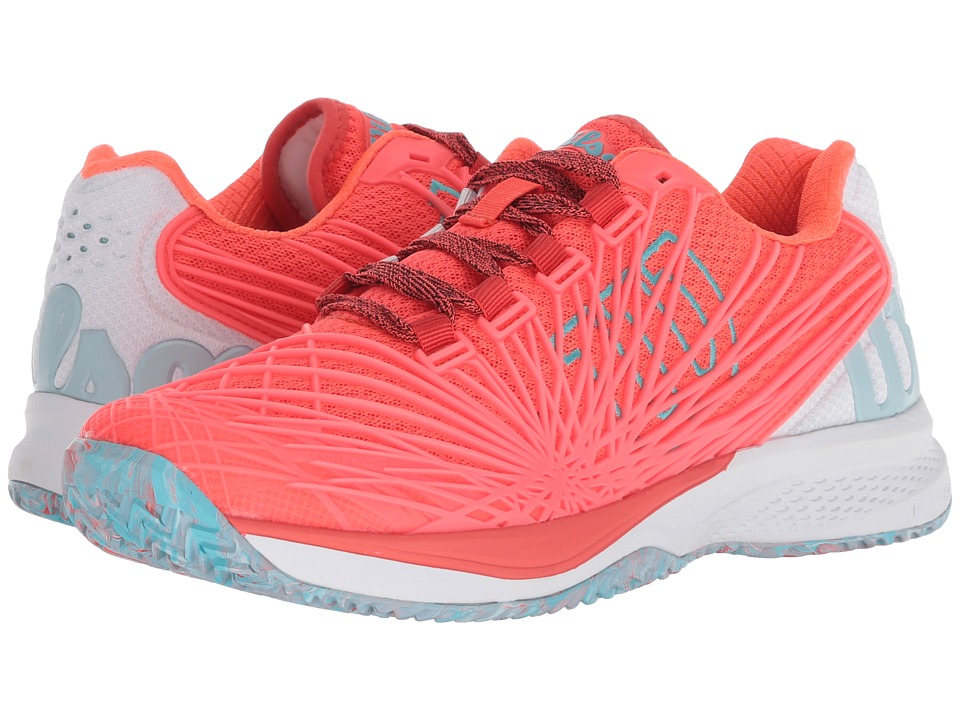 Wilson Kaos 2.0 (Fiery Coral/White/Blue Curacao) Women's Tennis Shoes