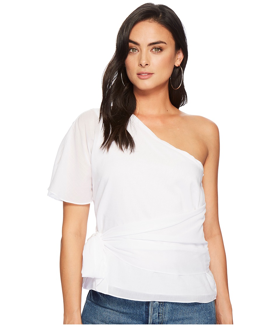 1.STATE - One Shoulder Wrap Waist Blouse (Ultra White) Womens Blouse