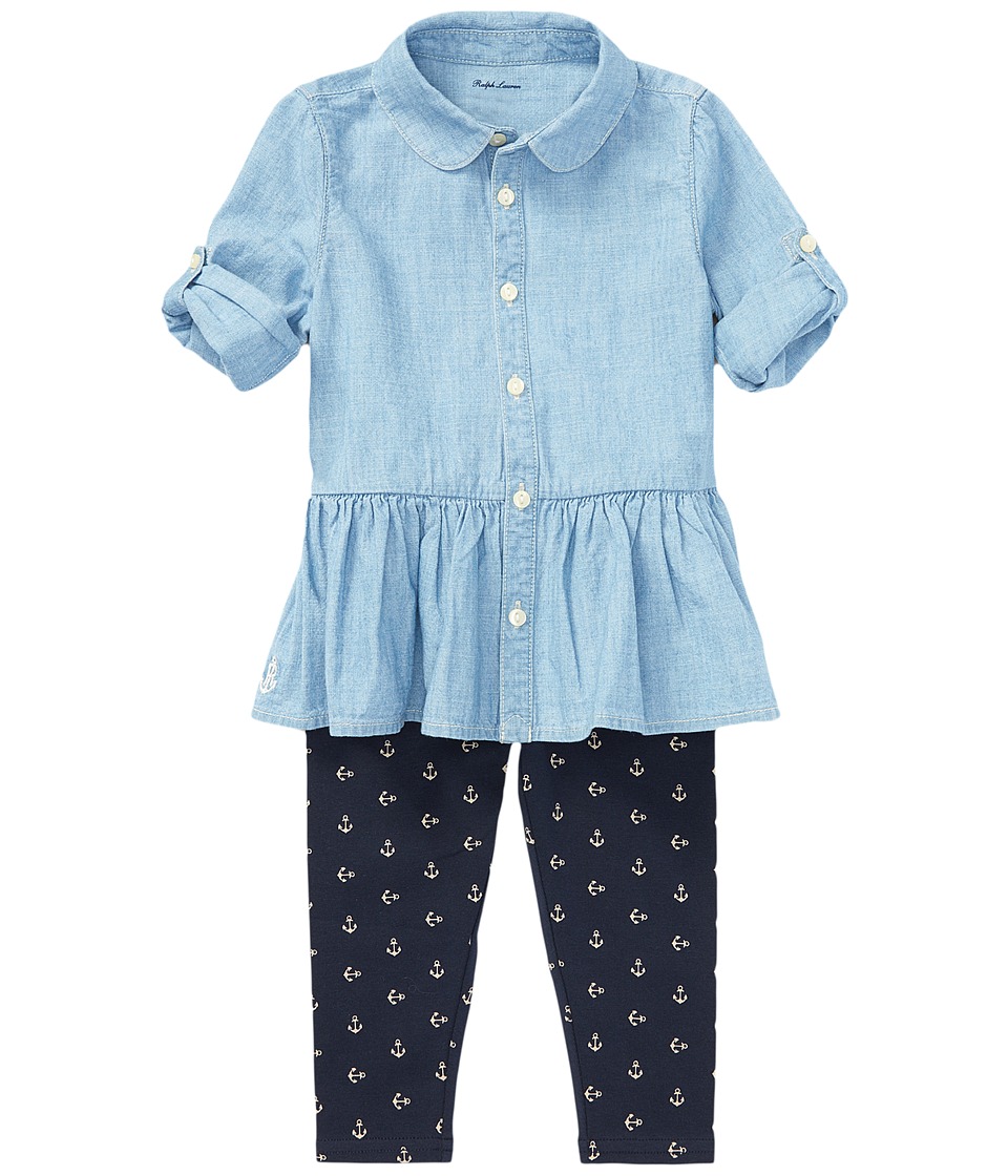 UPC 190618748231 product image for Ralph Lauren Baby - Chambray Top Leggings Set (Infant) (Indigo) Girl's Active Se | upcitemdb.com