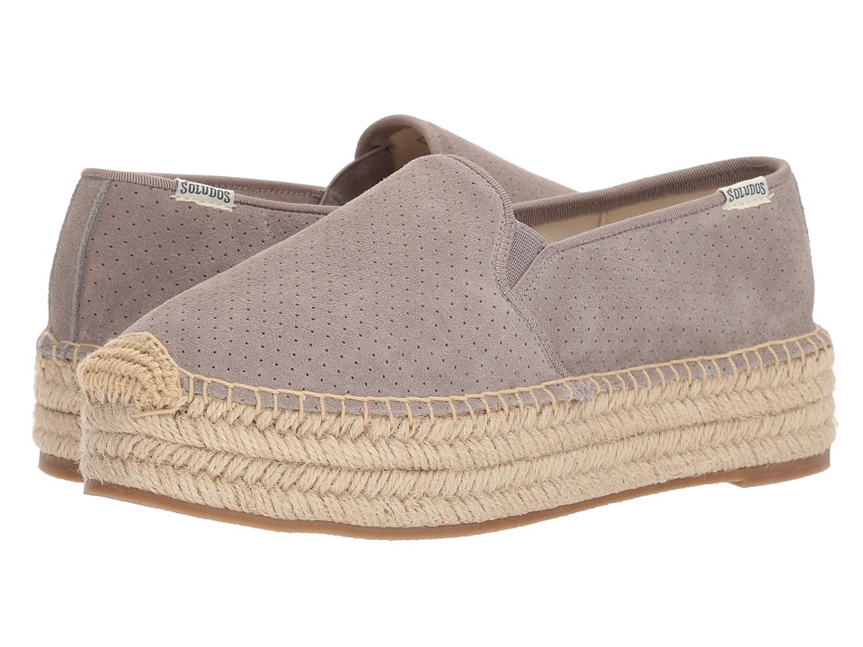 Soludos Malibu Platform Espadrille (Gray) Slip-On Shoes