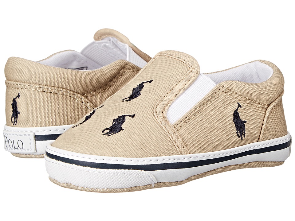 Polo Ralph Lauren Kids - Bal Harbour Repeat Soft Sole (Infant/Toddler) (Khaki/Navy Canvas) Boys Shoes