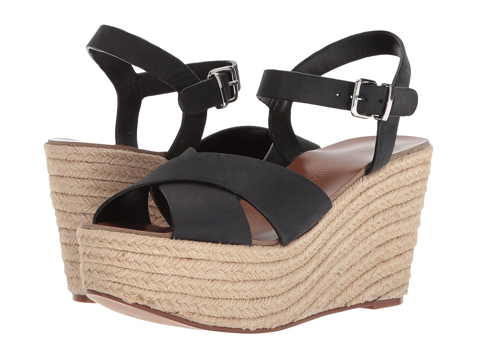Kristin Cavallari Mikah Espadrille Wedge (Black Leather) Women