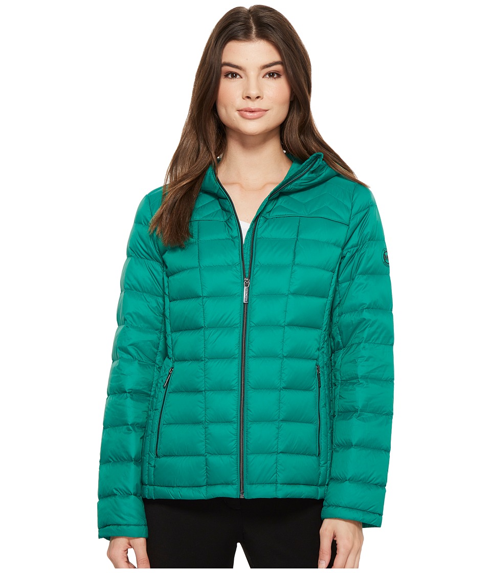 MICHAEL Michael Kors Zip Front Hooded Packable M823394F (Emerald) Women