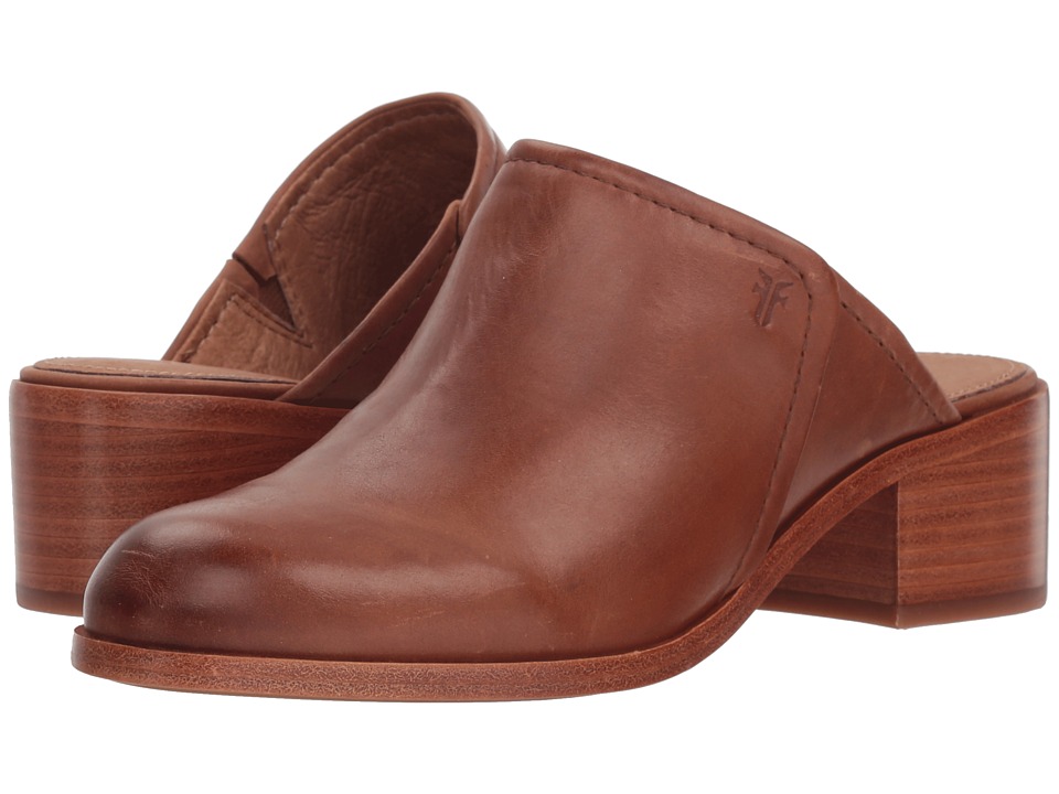 Frye Claire Mule (Cognac Waxed Pull Up) Women's Clog/Mule Shoes