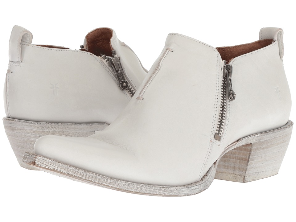 Frye Sacha Zip Shootie (White Waxed Full Grain) Women's Pull-on Boots