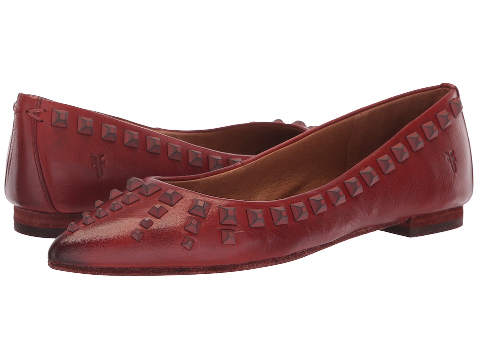 Frye Sienna Deco Stud Ballet (Red Clay Polished Soft Full Grain) Flats