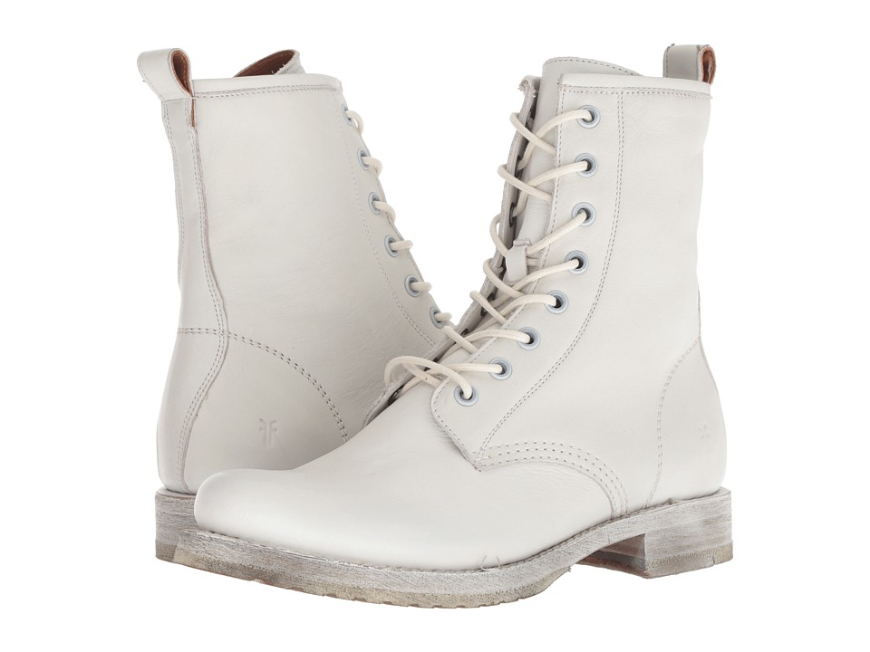 Frye Veronica Combat (White Waxed Full Grain) Women's Lace-up Boots