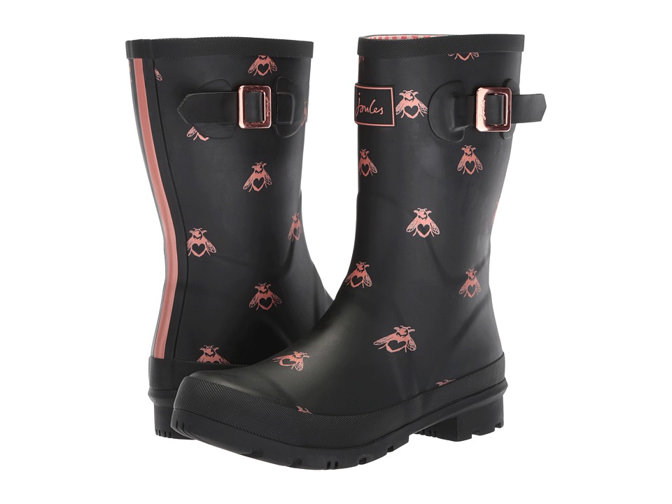 Joules Mid Molly Welly (Black Love Bees Rubber) Women's Rain Boots