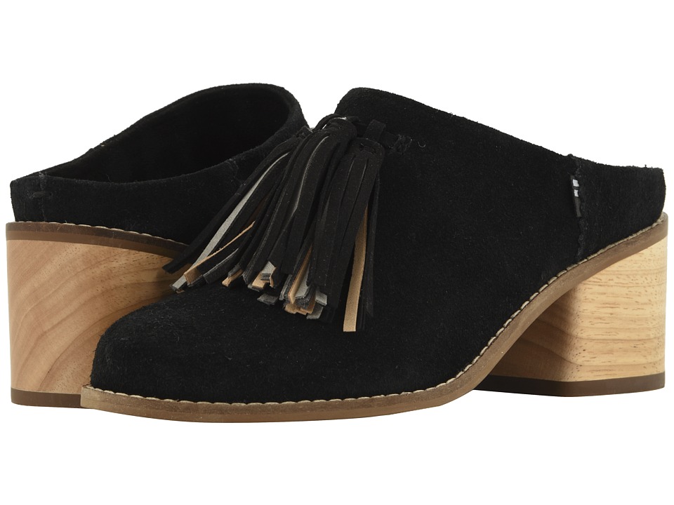 TOMS Leila Mule (Black Suede/Tassel) Clogs