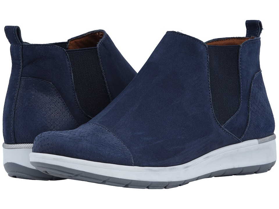 Walking Cradles Osmond (Navy Matte Snake Print/Nubuck) Women's Pull-on Boots