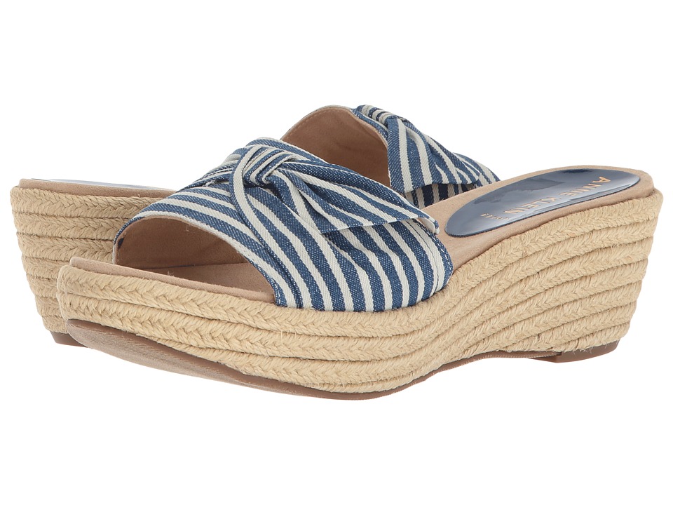 Anne Klein Zandal (Navy/White Fabric) Wedges