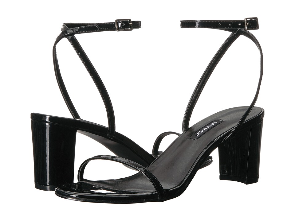 Nine West Provein Block Heel Sandal (Black Synthetic) Women