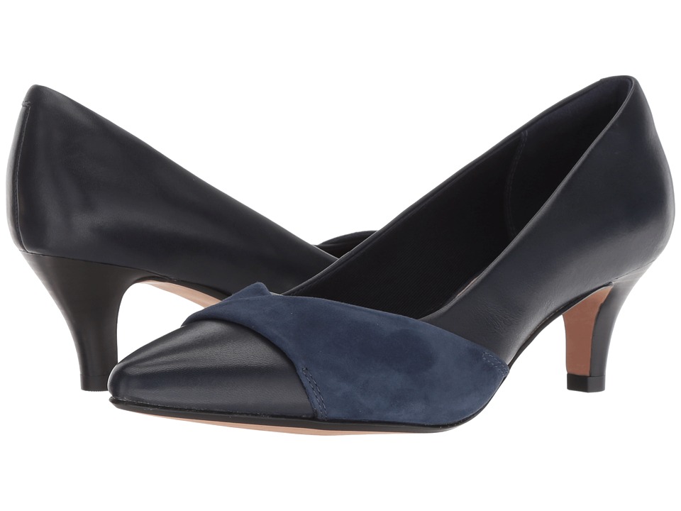 Clarks Linvale Vena (Navy Leather/Nubuck Combi) Women's Shoes