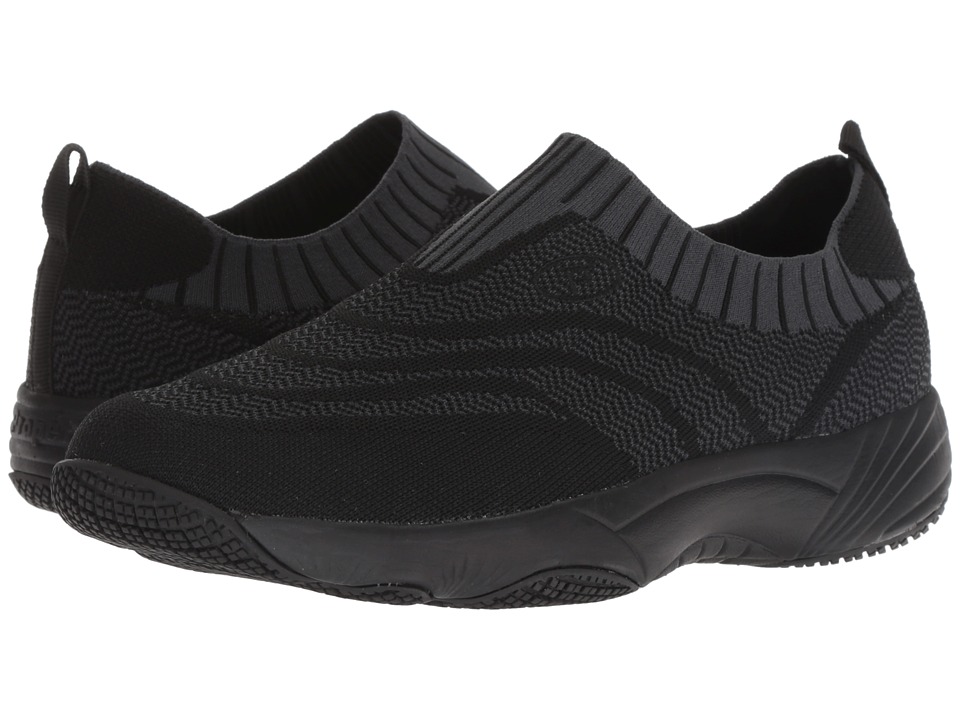 Propet Wash N Wear Slip-On Knit (Black/Dark Grey) Women's Shoes