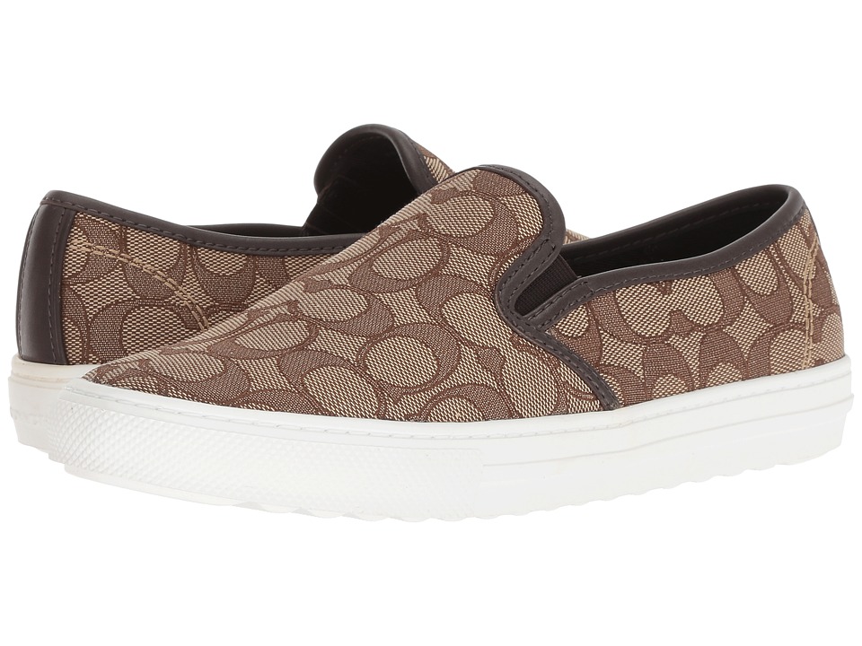 COACH C115 (Khaki/Chestnut Signature C) Slip-On Shoes