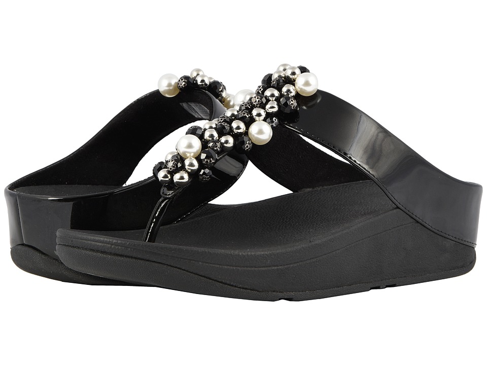 FitFlop Deco Toe Thong Sandals (Black) Women's Shoes