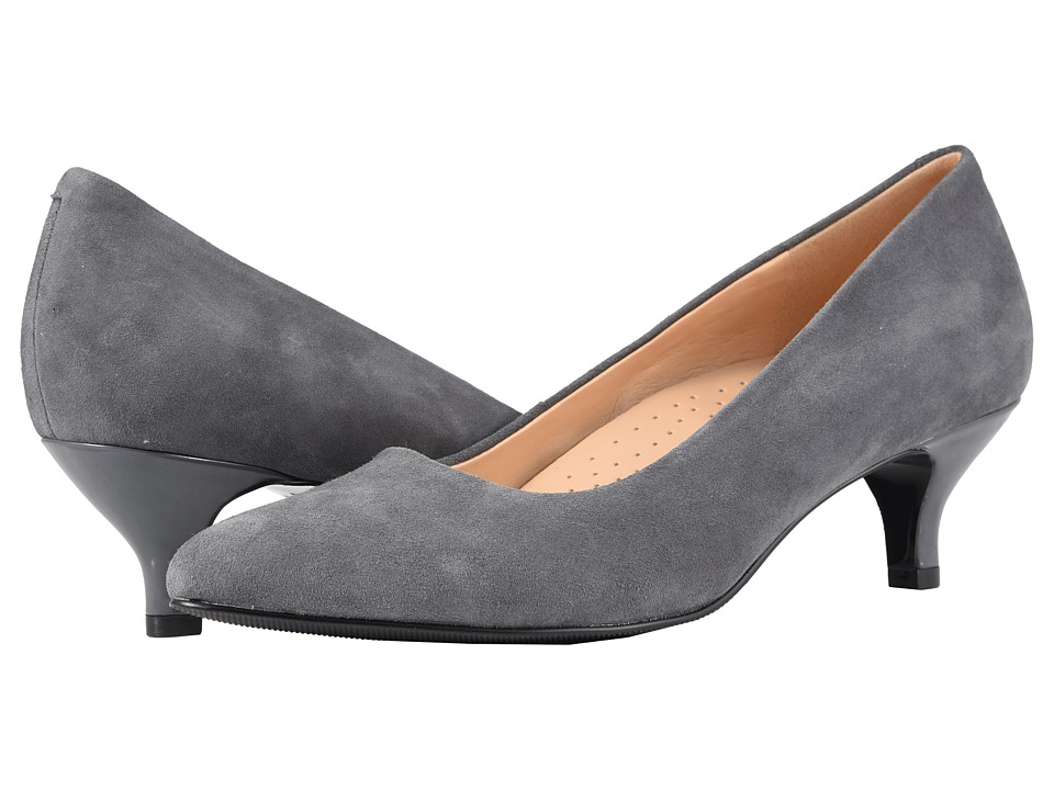 Trotters Kiera (Dark Grey Kid Suede Leather) 1-2 inch heel Shoes