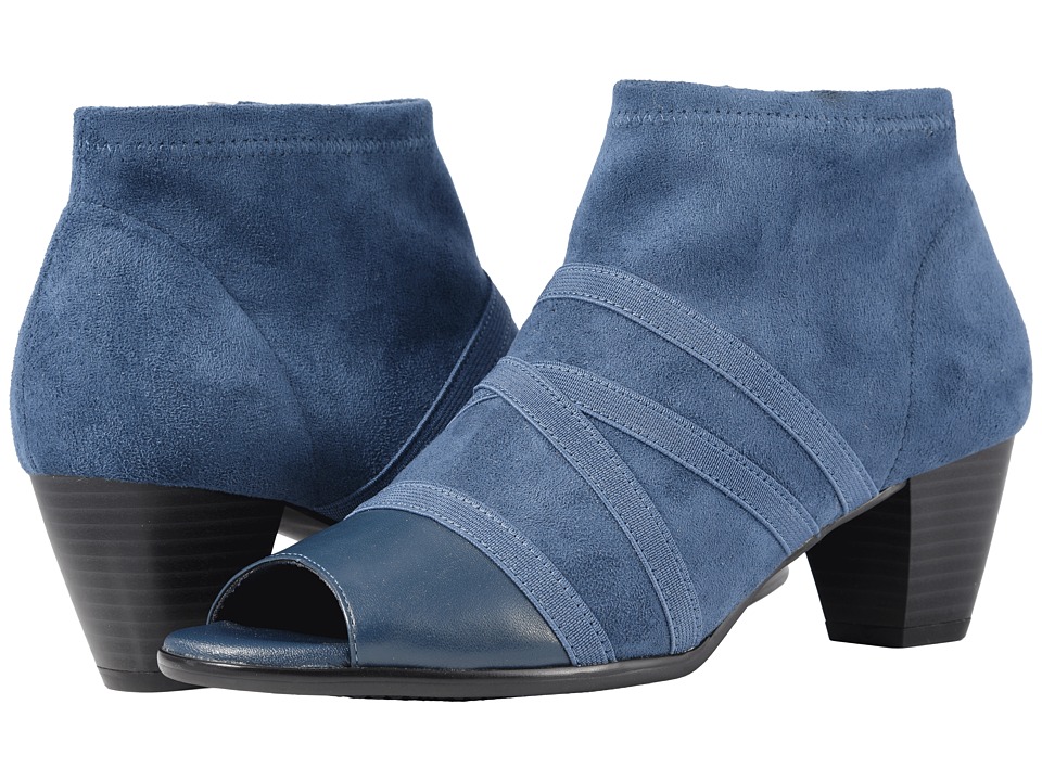 Trotters Maris (Navy Soft Nappa Leather/Stretch Textile) Women's Shoes