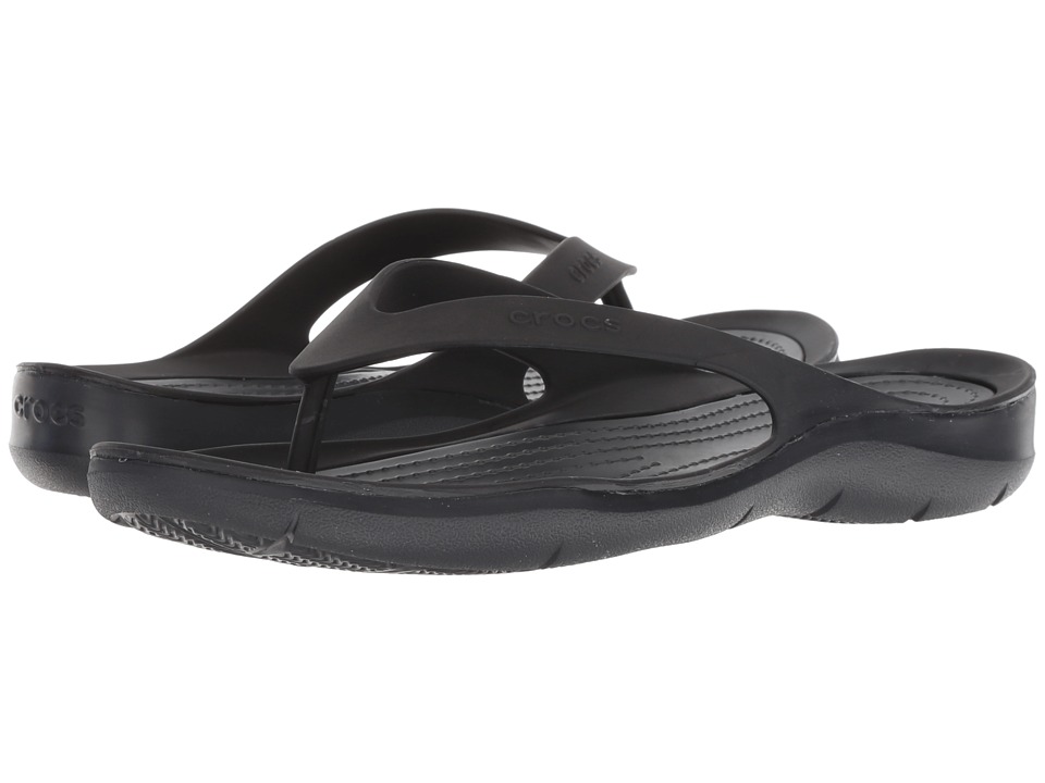 Crocs Swiftwater Flip (Black/Black) Women's Shoes