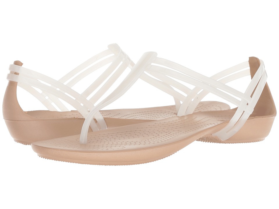 Crocs Isabella T-Strap (Oyster/Gold) Sandals