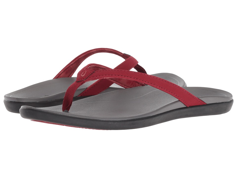 OluKai Ho'opio (Red Dahlia/Charcoal) Sandals