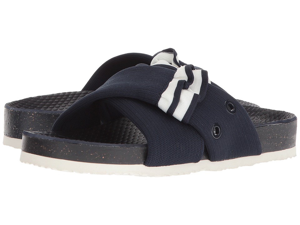 Tory Sport Ruffle Slide (Bright Navy/Snow White) Women's Shoes