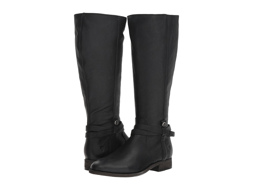 Frye Melissa Belted Tall (Black Extended Washed Oiled Vintage) Women's Boots
