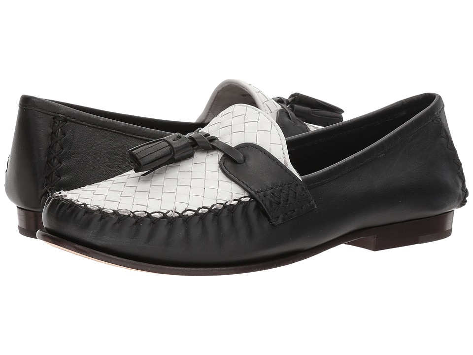 Cole Haan Jagger Soft Weave Loafer (Black/White Leather) Slip-On Shoes