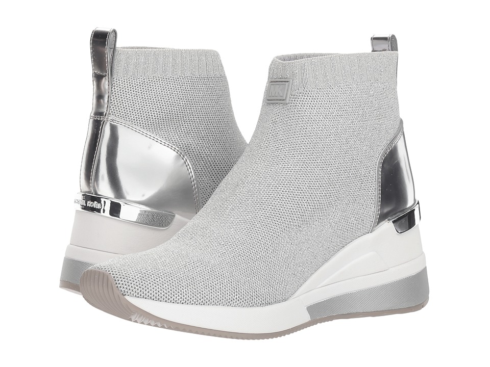 MICHAEL Michael Kors Skyler Bootie (Silver Metallic Knit/Mirror Metallic)