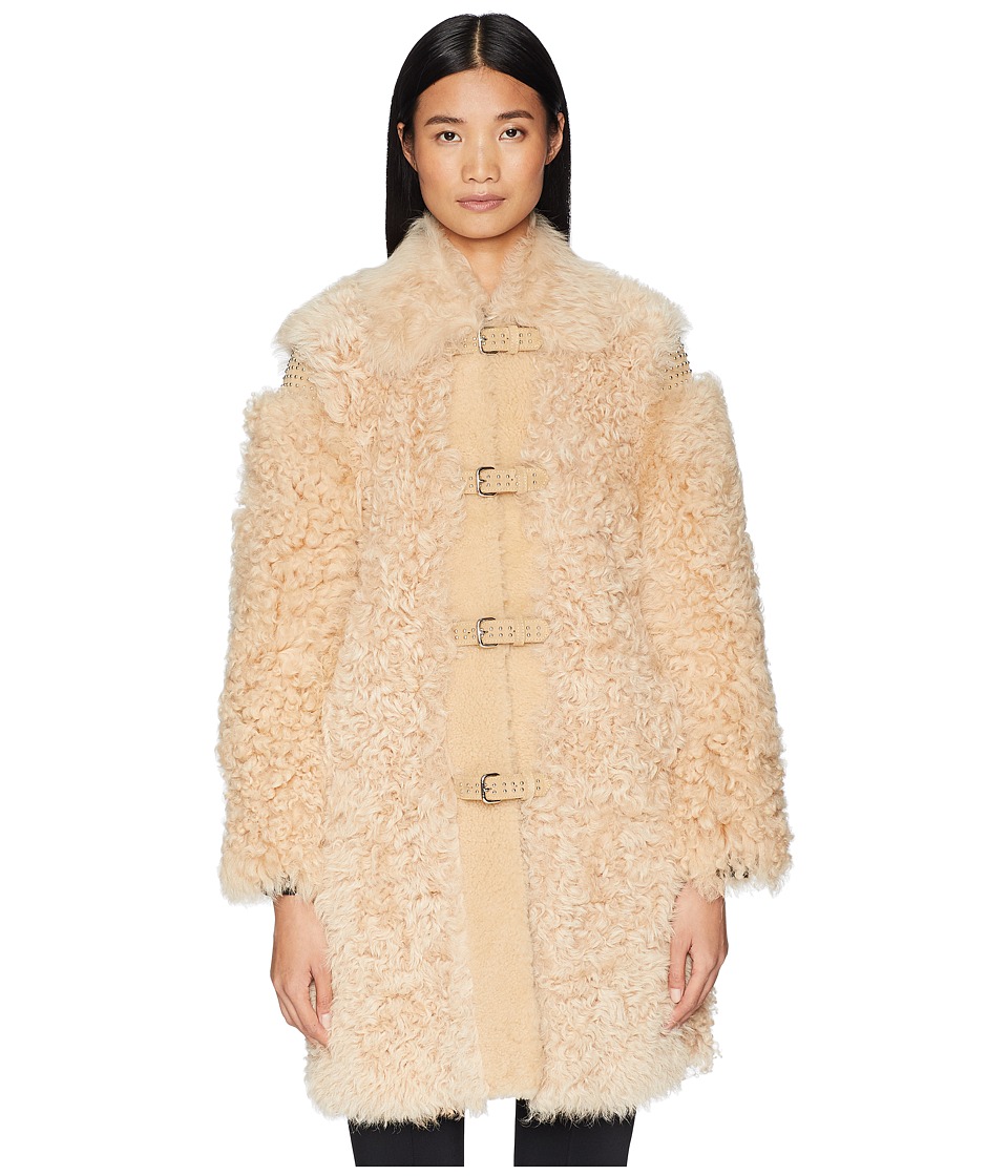 RED VALENTINO Kalgan, Shearling, Suede and Stud Coat (Camel) Women
