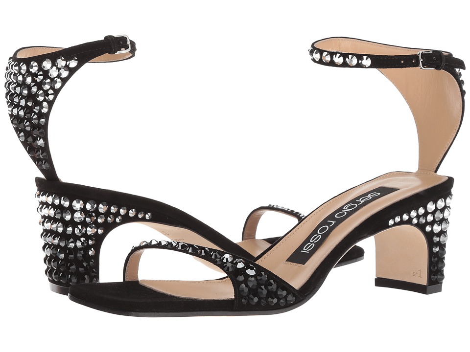 Sergio Rossi A78010-MFN354 (Black/Strass) 1-2 inch heel Shoes
