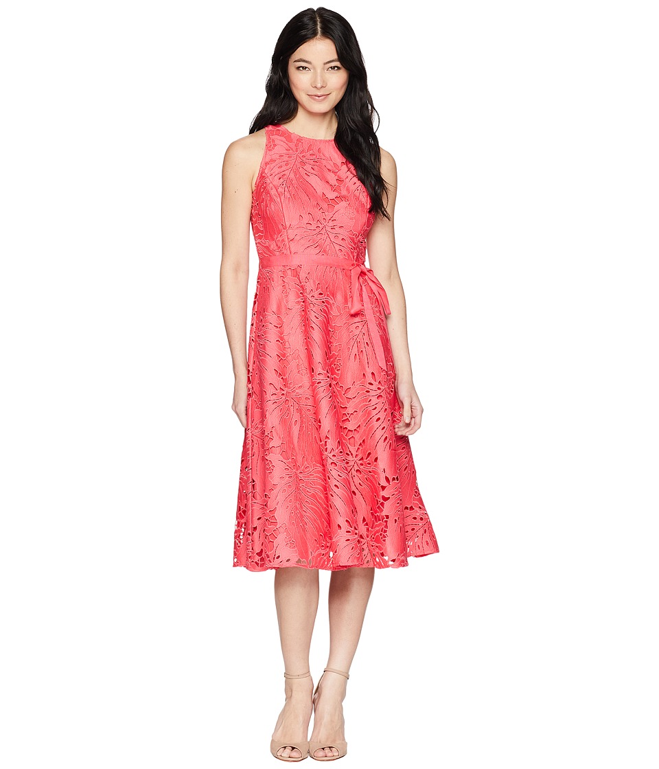 Tahari by ASL Petite Sleeveless Chemical Lace Fit and Flare Midi (Watermelon) Women