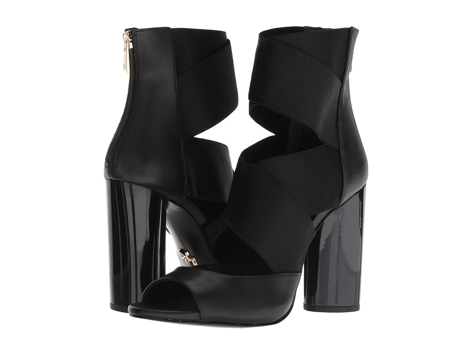 Donna Karan Briana (Black Baby Calf/Shiny Satin Elastic) High Heels