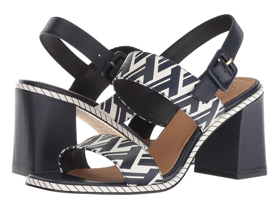 Tory Burch Delaney 75mm Sandal (Navy T Lattice) Women's Shoes