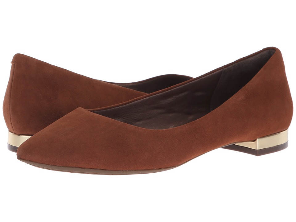 Rockport Total Motion Adelyn Ballet (Almond Suede) Women's Dress Flat Shoes