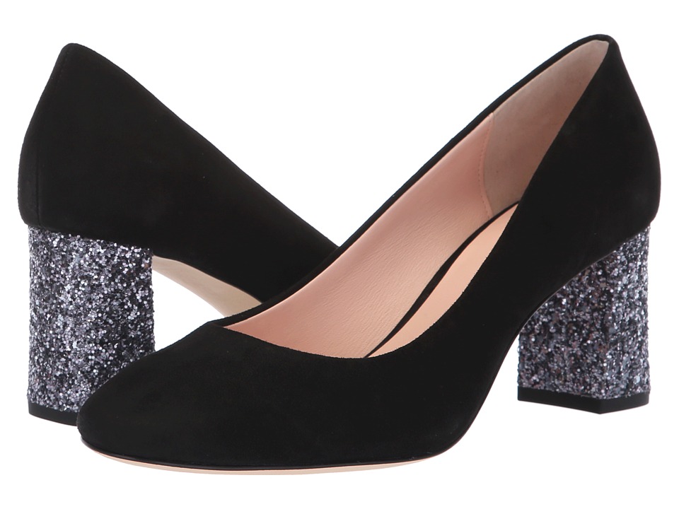 Kate Spade New York Charlize (Black Kid Suede/Anthracite Glitter) Women's Shoes
