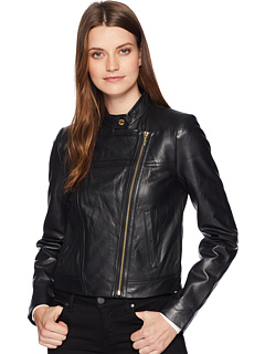 MICHAEL Michael Kors Leather Moto Jacket | Zappos.com