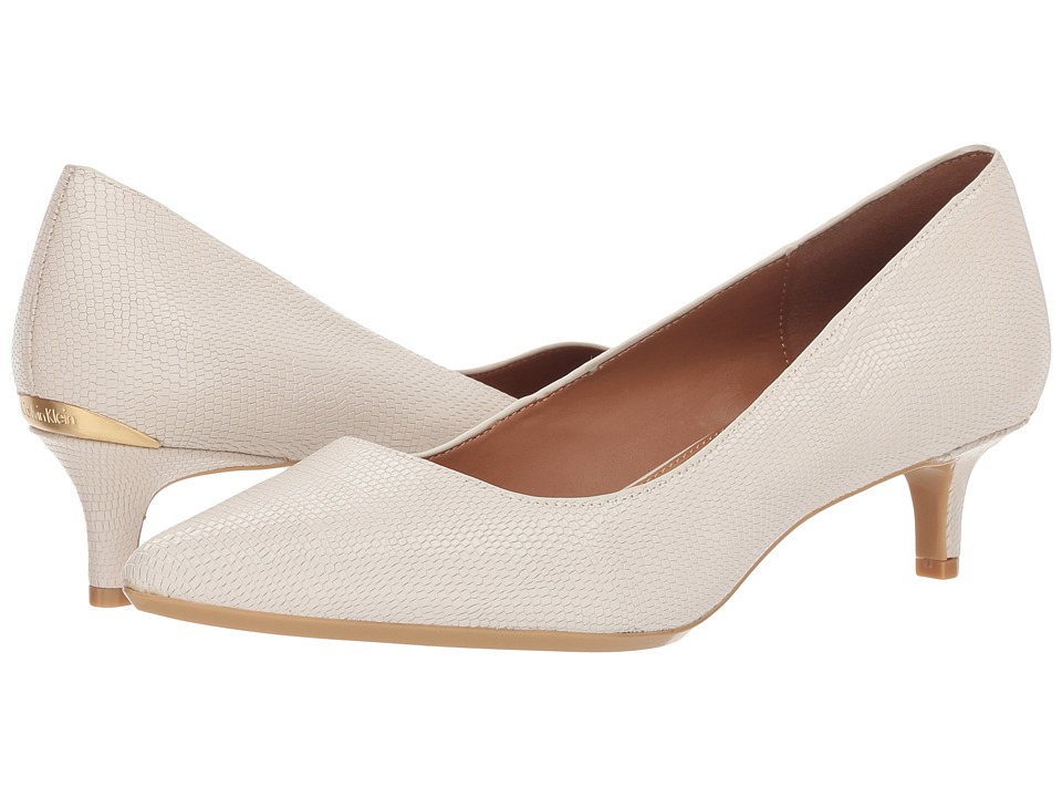 Calvin Klein Gabrianna Pump (Soft White Shiny Lizard) 1-2 inch heel Shoes